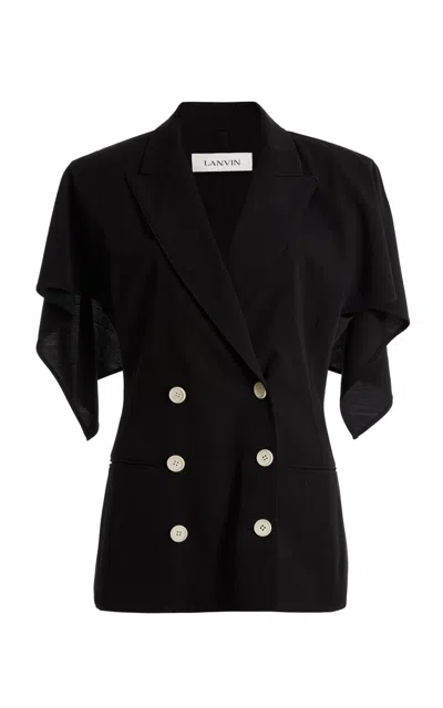 Lanvin Wool-blend Cape Jacket In Black