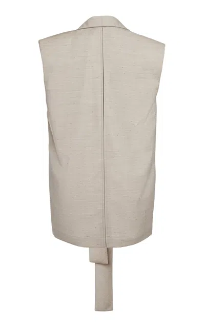 Lanvin Wool-silk Lavalière Sleeveless Jacket In Black