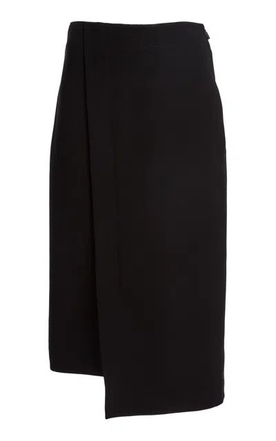 Lanvin Wool-silk Portfolio Midi Skirt In Black