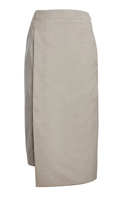 Lanvin Wool-silk Portfolio Midi Skirt In Nude