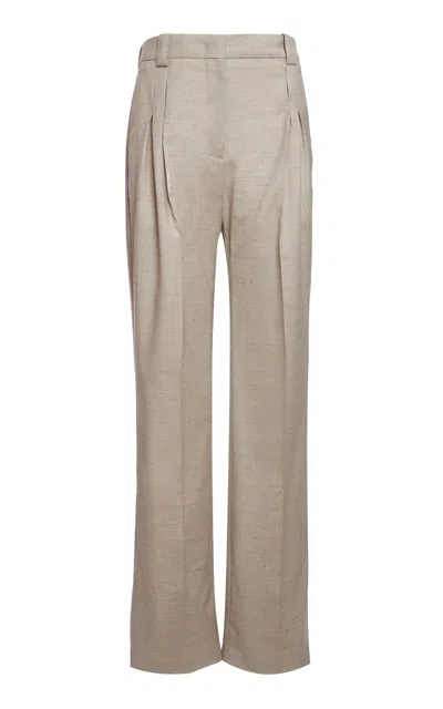 Lanvin Wool-silk Straight-fit Trousers In Gray