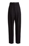 Lanvin Woven Cotton Cigarette Pants In Black