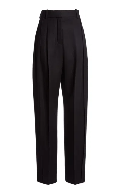 Lanvin Woven Cotton Cigarette Pants In Black