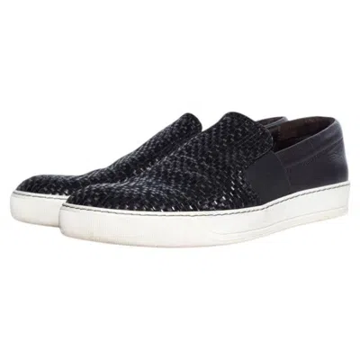 Pre-owned Lanvin , Woven Leather Slip On Sneaker In Black