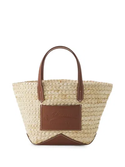 Lanvin Woven Leather-trim Tote Bag In Brown
