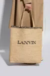 Lanvin Logo-embroidered Raffia Tote Bag In Neutral