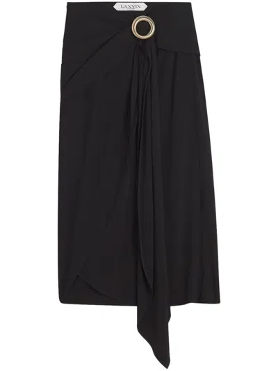 Lanvin Wrap-design Midi Skirt In Black
