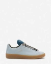 Lanvin X Future Hyper Curb Sneakers In Leather And Suede For Men In Blue/dark Blue