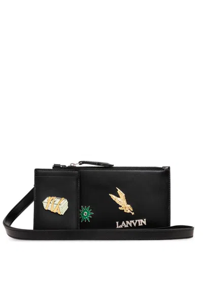 Lanvin Double Pochette En Cuir Avec Pins  X Future Pour Homme In Black