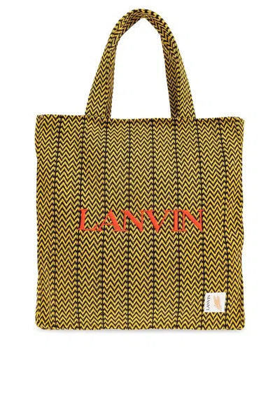 Lanvin Logo刺绣手提包 In Black Corn