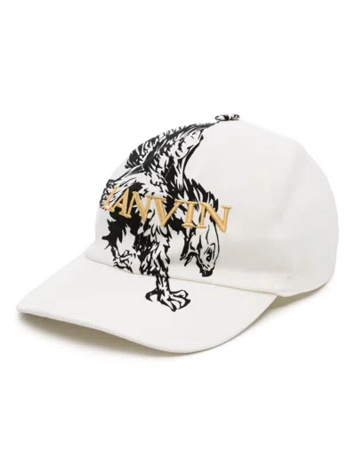 Lanvin Eagle-print Baseball Cap In White