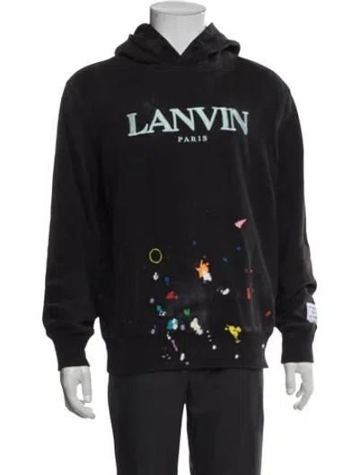 Pre-owned Lanvin X Gallery Dept Graphic Print Crew Neck Hoodie In Black