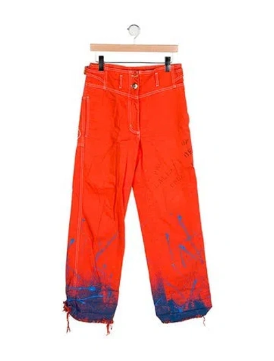 Pre-owned Lanvin X Gallery Dept Paint Splatter Slim Fit Jeans In Orange