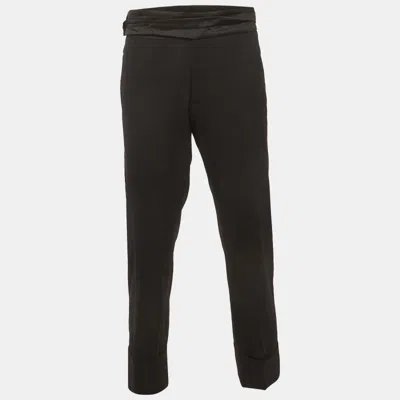 Pre-owned Lanvin X H & M Black Wool Blend Draped Waist Trousers L