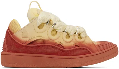 Lanvin Yellow & Red Leather Curb Trainers In 5871 Venus/dune
