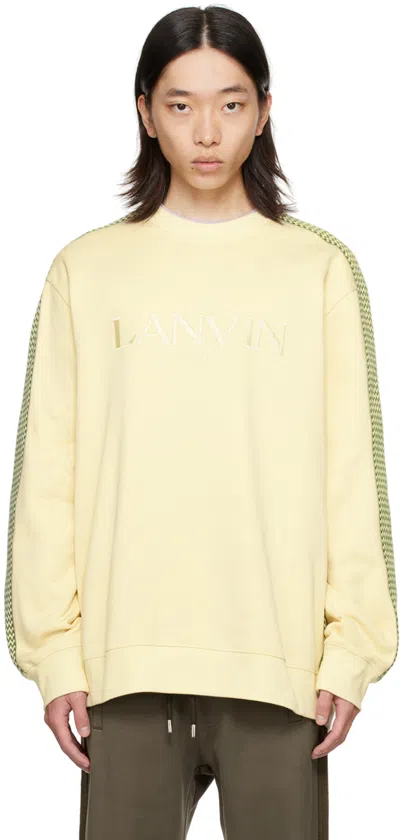 Lanvin Bicolor Cotton With Embroidered Logo Sweatshirt In Yellow
