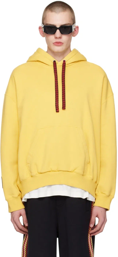 Lanvin Logo-embroidered Cotton Hoodie In Yellow
