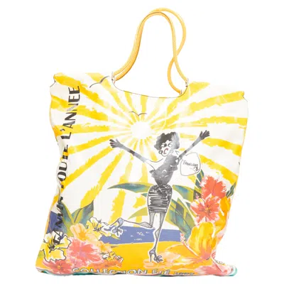 Lanvin Yellow Print Canvas Tote Bag