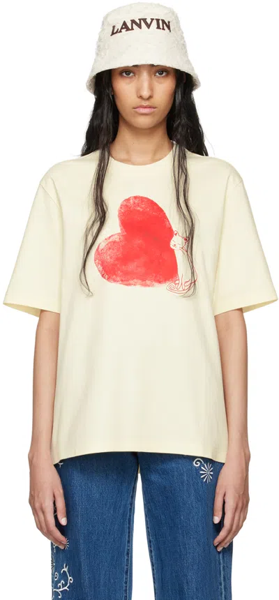 Lanvin Yellow Qixi T-shirt In 021 Cream