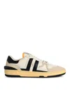 Lanvin Black And White Leather Clay Low Mesh Sneakers In White