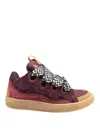 Lanvin Curb Suede And Fabric Sneaker Color Bordeaux In Burdeos