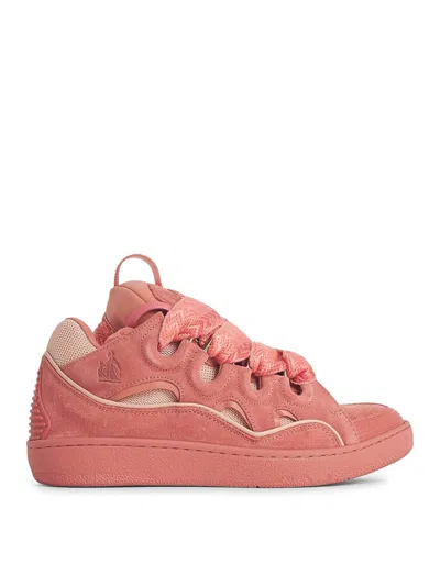 Lanvin Curb Pink Leather Blend Sneakers In Nude & Neutrals