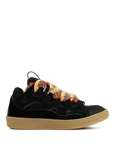 LANVIN SUEDE LEATHER CURB SNEAKERS
