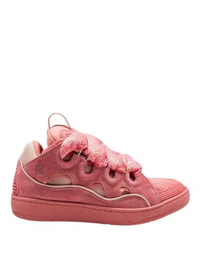 LANVIN CURB PINK SUEDE SNEAKERS