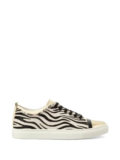 Lanvin Zebra-print Metallic-toe Sneakers In Multi