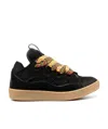 Lanvin Curb Sneakers In Leather And Suede With Multicolor Laces In Black