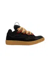 Lanvin Lace Detail Sneakers Suede Panels Rubber Sole In Black