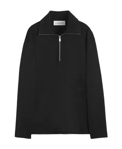 Lanvin Zip Detailed Long-sleeved Sweatshirt In Black