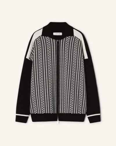 Lanvin Zip Jacket In Silk And Cotton Jacquard In Black