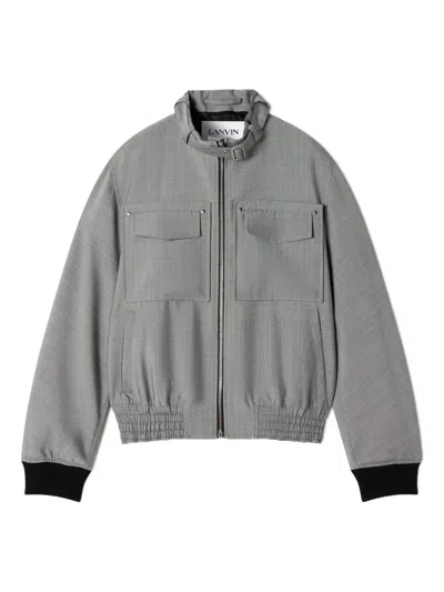 Lanvin Zip-up Chest-pockets Jacket In Gray
