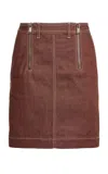 Lanvin Zipper-detailed Denim Mini Skirt In Brown
