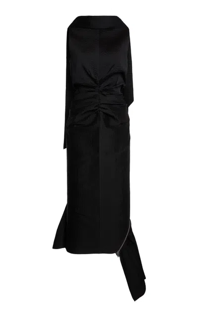 Lanvin Zipper-detailed Silk-blend Midi Dress