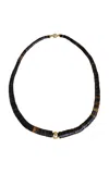 Laoli 14k And 18k Yellow Gold Elegant Puka Bead Collar In Black