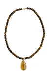 Laoli 14k And 18k Yellow Gold Sunset Tiger Eye Necklace In Gold