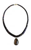 Laoli 14k And 18k Yellow Gold The Drop Collar Smoky Quartz In Black