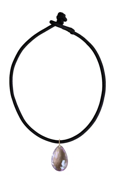 Laoli 14k Yellow Gold The Drop Cord Amethyst In Metallic