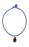 Laoli 14k Yellow Gold The Drop Cord Petite Smoky Quartz In Blue