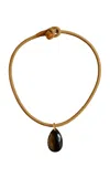 Laoli 14k Yellow Gold The Drop Cord Smoky Quartz In Brown