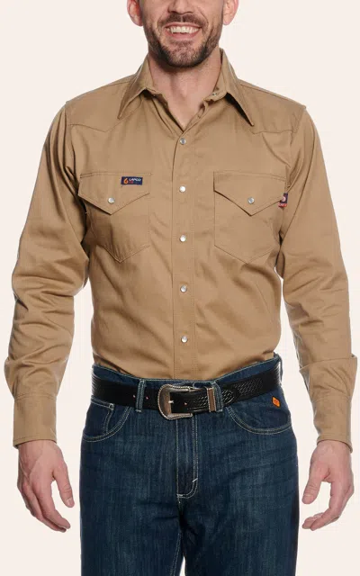 Lapco Khaki Flame Resistant Workshirt In Brown