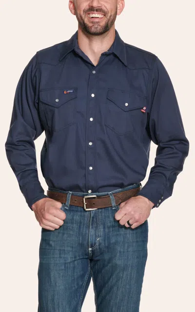 Lapco Navy Flame Resistant Workshirt  Inv7ws In Blue