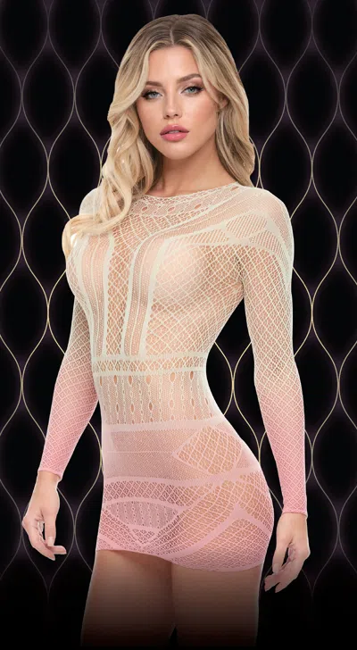Lapdance Pink Dusk Long Sleeve Mini Dress - Os In White