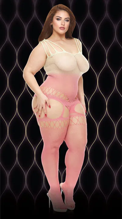 Lapdance Pink Mirage Suspender Bodystocking - Q In Brown