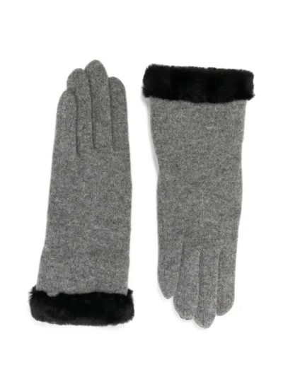 L'apero Cygne Faux-fur-trim Gloves In Gray