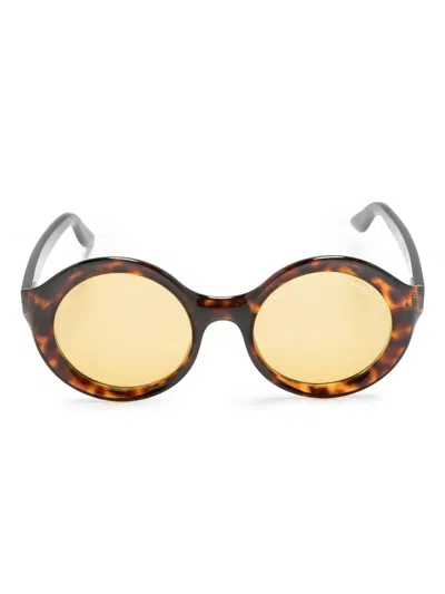 Lapima Carolinax Round-frame Sunglasses In 褐色