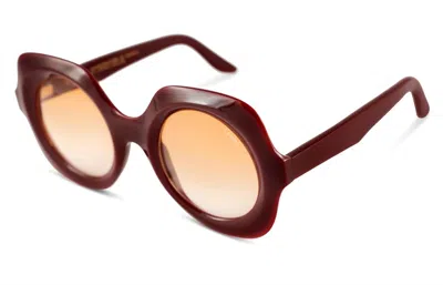 Lapima Catarina Round Sunglasses In Golden Urucum In Burgundy