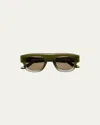 Lapima Otto Olive Acetate Rectangle Sunglasses In Olivia And Solid Brown